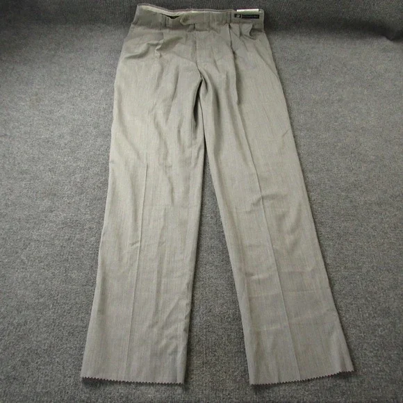 Hart Schaffner Marx Dress Pants Mens 36 Wool Cashmere Gray Pleated Unhemmed - Picture 2 of 16